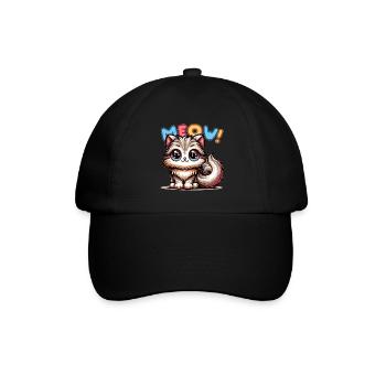 Meow - Cat Illustration - Baseball Cap - black/black - Front