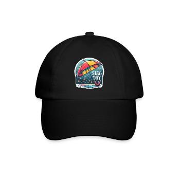 Stay Dry - Umbrella Illustration - Baseball Cap - black/black - Front