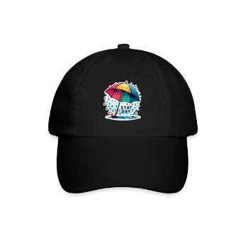 Stay Dry - Umbrella Illustration - Baseball Cap - black/black - Front