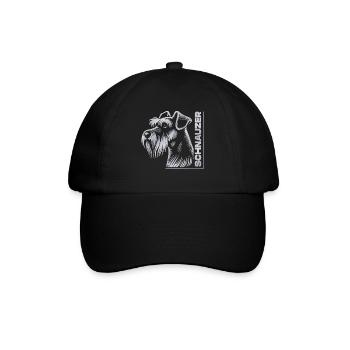 Schnauzer Portrait dessin tête argent - Casquette classique - noir/noir - Devant