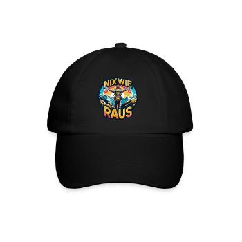 Nix wie raus - in die Natur - auf die Berge - Baseballkappe - Schwarz/Schwarz - Vorne