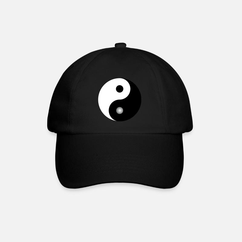 yin yang design Geschenk Tao Buddha Yoga Asien Zen - Baseballkappe - Schwarz/Schwarz