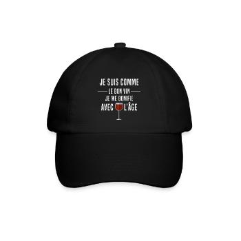 Je suis comme le bon vin humour âge anniversaire - Casquette classique - noir/noir - Devant