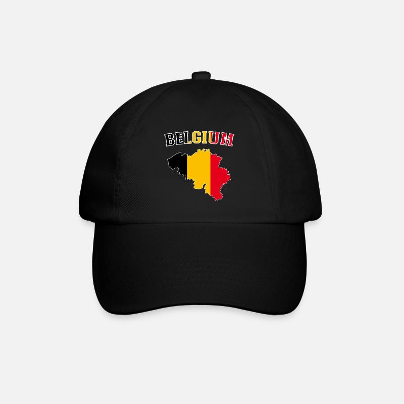 Belgien Flagge Map - Baseballkappe - Schwarz/Schwarz