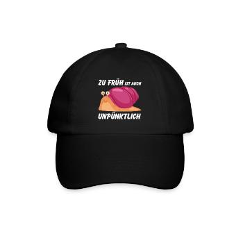 Zu früh ist auch unpünktlich lustige Schnecke - Baseballkappe - Schwarz/Schwarz - Vorne