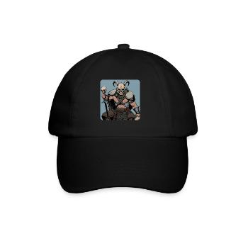 Viking warrior with skull mask and horns - Baseball Cap - black/black - Front