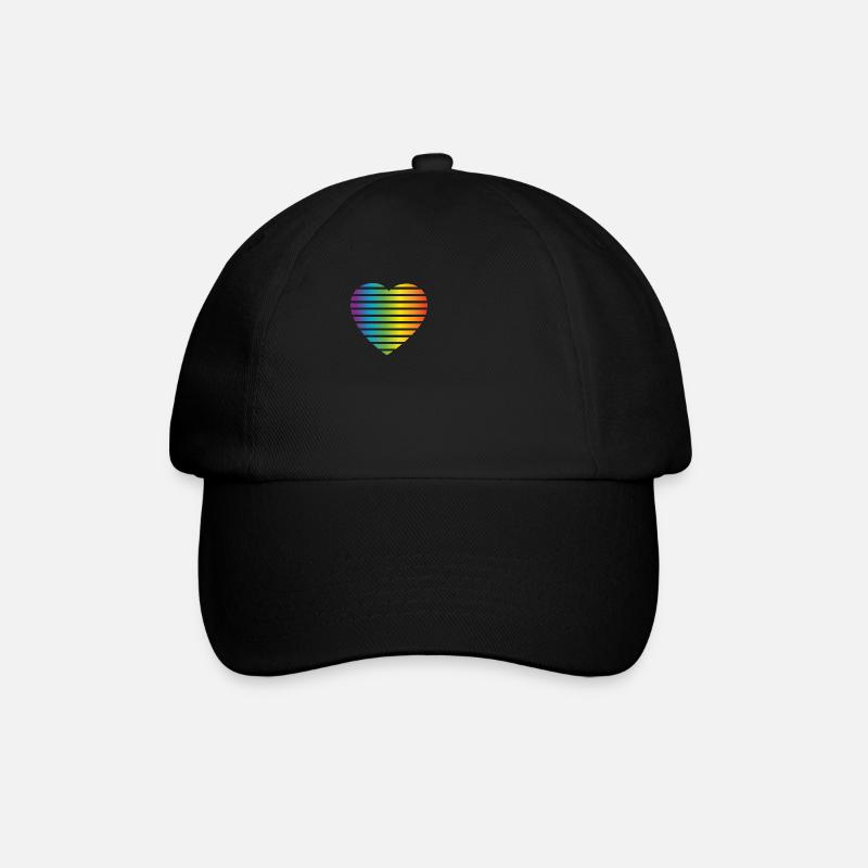 00504 LGTBI Herz Regenbogen - Baseballkappe - Schwarz/Schwarz