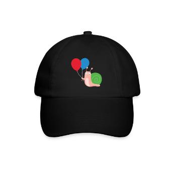 Schnecke mit Luftballons - Baseballkappe - Schwarz/Schwarz - Vorne