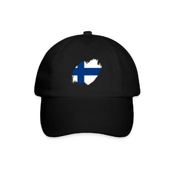 Finnland Flagge Suomi Finnische Fahne Used Look - Baseballkappe - Schwarz/Schwarz - Vorne