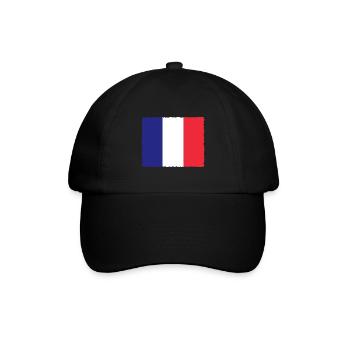 Frankreich Flagge Used Look Französische Fahne - Baseballkappe - Schwarz/Schwarz - Vorne