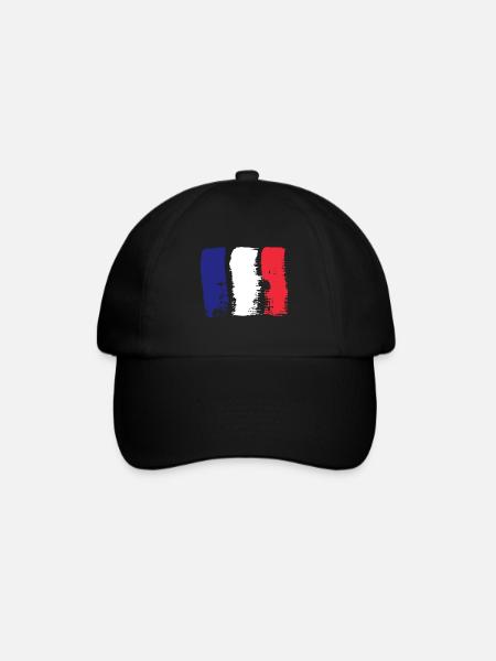 Frankreich Flagge Used Look Französische Fahne - Baseballkappe - Schwarz/Schwarz