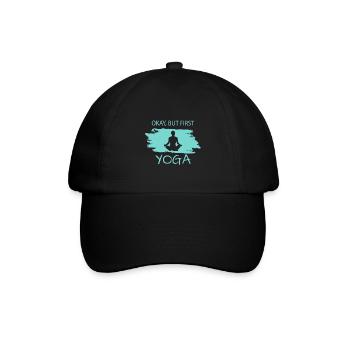 Okay but first Yoga - Baseballkappe - Schwarz/Schwarz - Vorne