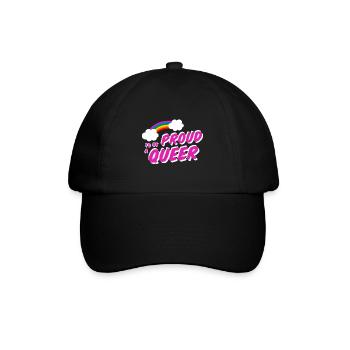 Proud to be Queer LGBT Regenbogen Gay Shirt - Baseballkappe - Schwarz/Schwarz - Vorne