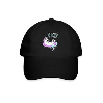 Einhorn, das Sie an sich selbst glauben müssen - Baseballkappe - Schwarz/Schwarz - Vorne