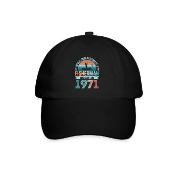Fisherman born 1971 Fishing 50th Birthday Gift - Baseball Cap - black/black - Front