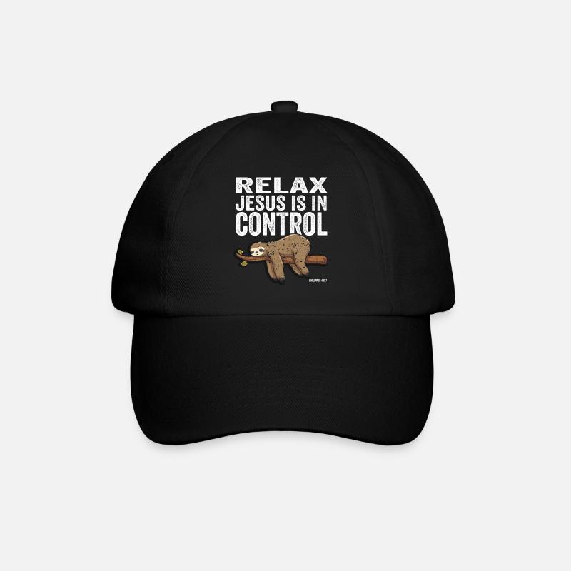 Jesus Christus Shirt - Relax Jesus is in Control - Baseballkappe - Schwarz/Schwarz