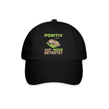 Positiv auf müde getestet (Faultier-Edition) - Baseballkappe - Schwarz/Schwarz - Vorne
