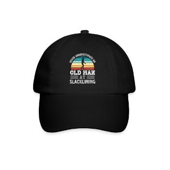 Alter Mann beim Slacklining Vatertag lustiges Geschenk - Baseballkappe - Schwarz/Schwarz - Vorne