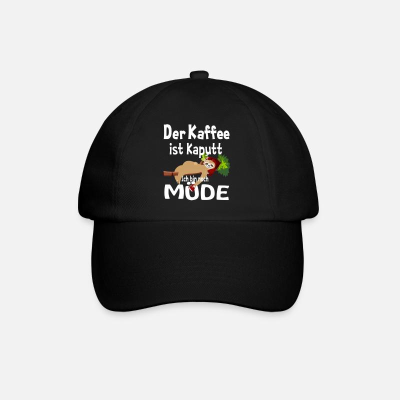 Der Kaffee ist kaputt Faultier T Shirt - Baseballkappe - Schwarz/Schwarz