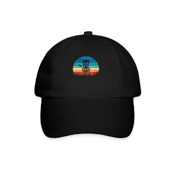 Vintage Disc Golf Retro Distressed Sonnenuntergang - Baseballkappe - Schwarz/Schwarz - Vorne