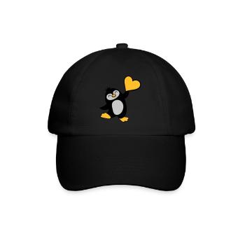 Friendly penguin shows heart - Baseball Cap - black/black - Front