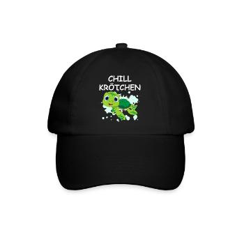 Chill Krötchen Schildkröte Chillen Turtle Relax - Baseballkappe - Schwarz/Schwarz - Vorne