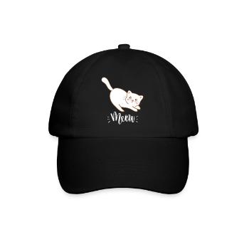 Cute Kawaii Funny Cat Saying Meow - Baseball Cap - black/black - Front