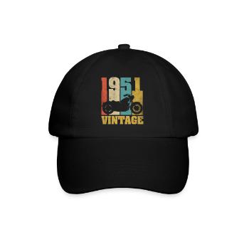 1951 Jahrgang Geburtstag Biker Motorrad Geschenk - Baseballkappe - Schwarz/Schwarz - Vorne