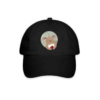 niedlicher Hase mit einem Herz für Valentinstag - Baseballkappe - Schwarz/Schwarz - Vorne
