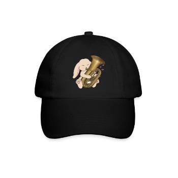 Cute Tuba Playing Kawaii Rabbit - Baseball Cap - black/black - Front