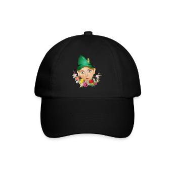 Der Seppel oder auch Seppl als Puppen Porträt - Baseballkappe - Schwarz/Schwarz - Vorne