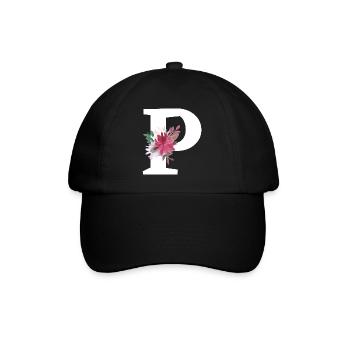 Buchstabe p blumig - Baseballkappe - Schwarz/Schwarz - Vorne