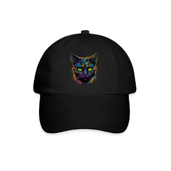 Pop Art Cat - Baseballkappe - Schwarz/Schwarz - Vorne