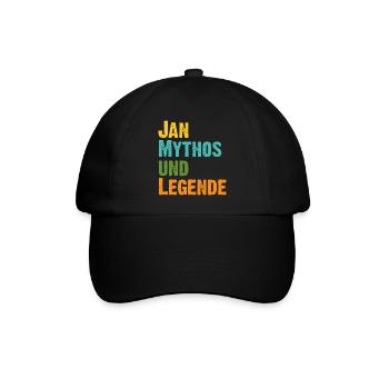 Jan der Mythos und Legende Vorname Jan - Baseballkappe - Schwarz/Schwarz - Vorne