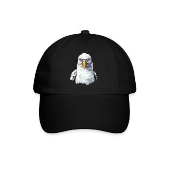 Miki die Möwe mit Brille - Baseballkappe - Schwarz/Schwarz - Vorne