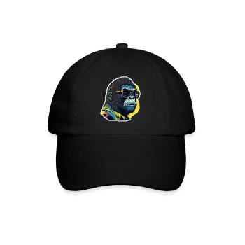 Gorilla mit Sonnebrille - Baseballkappe - Schwarz/Schwarz - Vorne