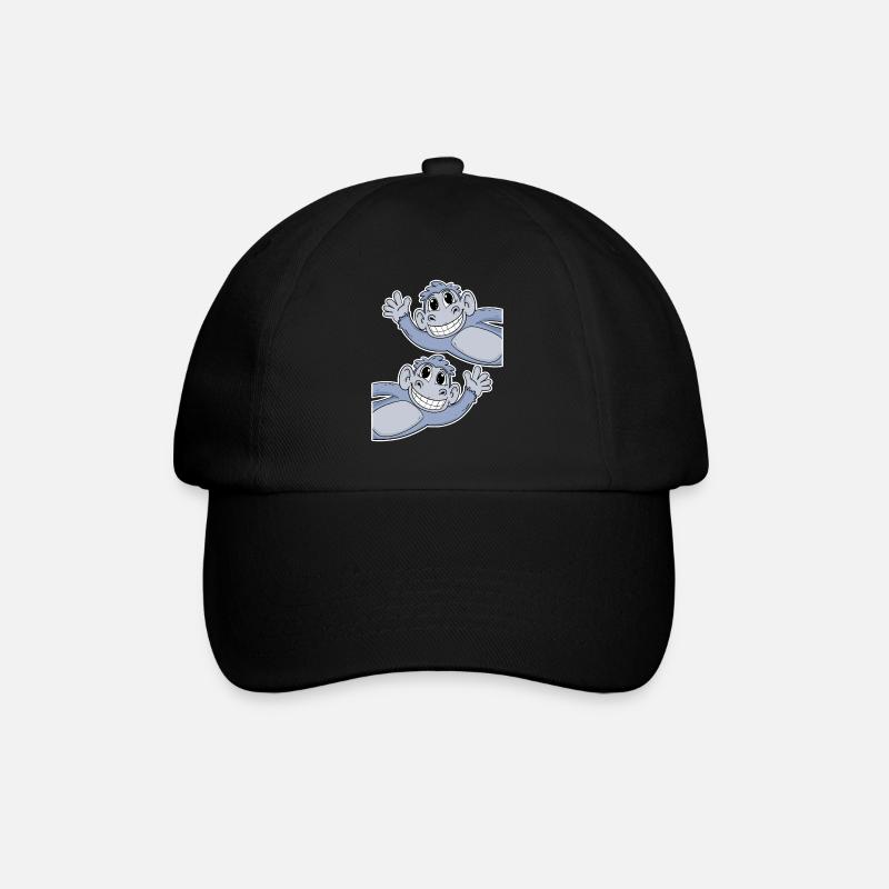 Affe Affen - Baseballkappe - Schwarz/Schwarz