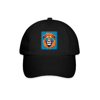 children lion head comic and sarcastic happy big - Baseballkappe - Schwarz/Schwarz - Vorne