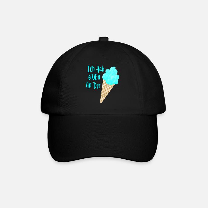 Einen an der Waffel coole Sprüche Eis Sommer Fun - Baseballkappe - Schwarz/Schwarz