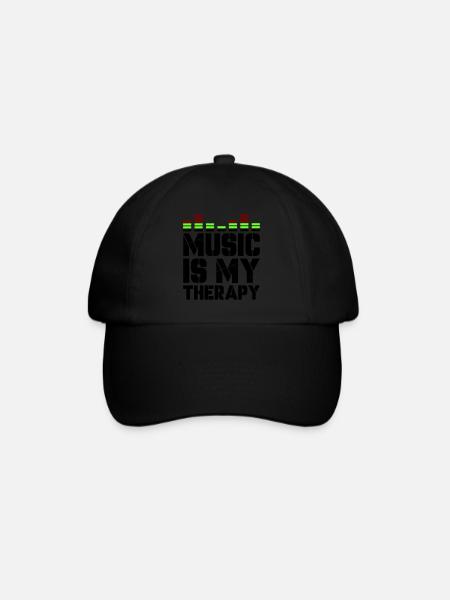 music is my therapy - Baseballkappe - Schwarz/Schwarz