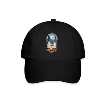Halloween Geister Lagerfeuer Kinder Cartoon - Baseballkappe - Schwarz/Schwarz - Vorne