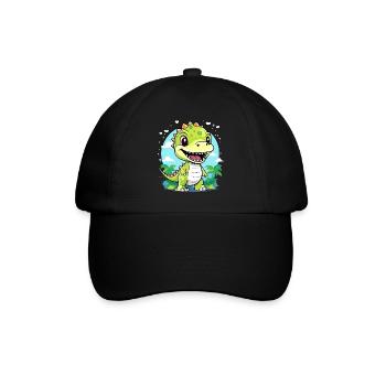 cute dinosaur, dino, little t-rex for kids - Baseball Cap - black/black - Front