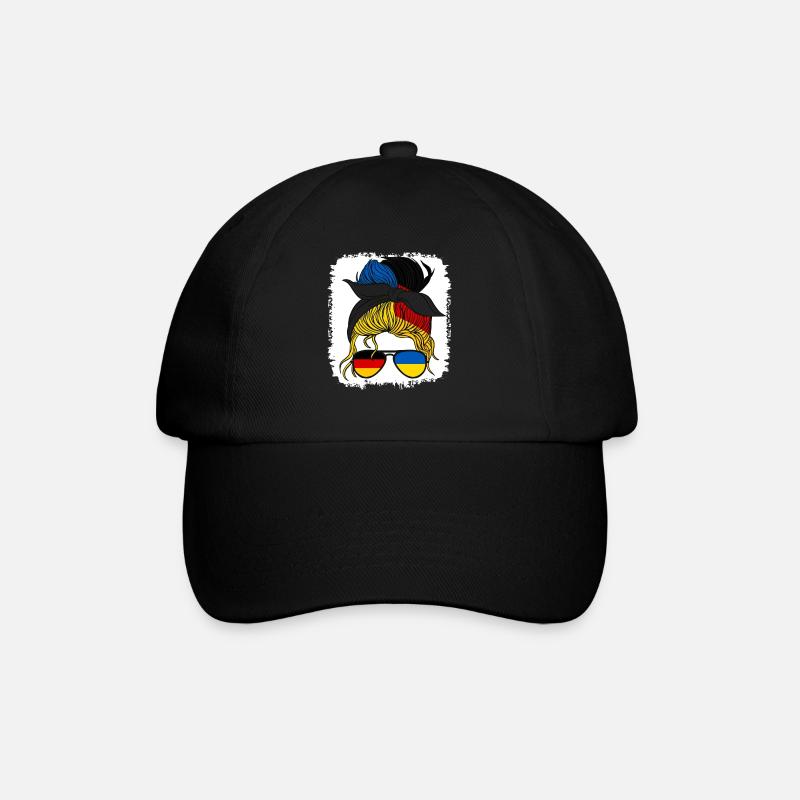 Halb deutsch halb ukrainisch mädchen deutschland ukraine - Baseballkappe - Schwarz/Schwarz