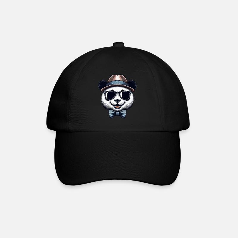 Stylischer Panda - Baseballkappe - Schwarz/Schwarz