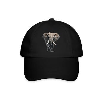 Afrikanischer Elefant - Baseballkappe - Schwarz/Schwarz - Vorne