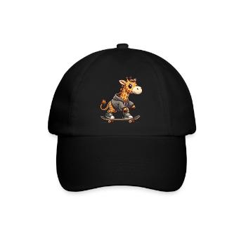 Cute Skater Giraffe - Baseball Cap - black/black - Front