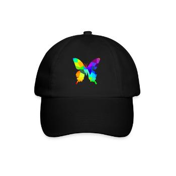 Schmetterling Regenbogen Tiere Polygon - Baseballkappe - Schwarz/Schwarz - Vorne