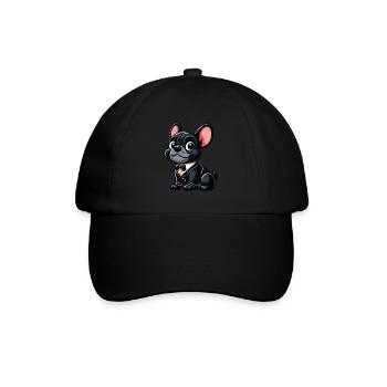 Französische Bulldogge 5 - Baseballkappe - Schwarz/Schwarz - Vorne