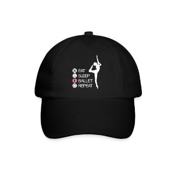 EAT SLEEP BALLET REPEAT Dance Ballettänzer Tänzer - Baseballkappe - Schwarz/Schwarz - Vorne