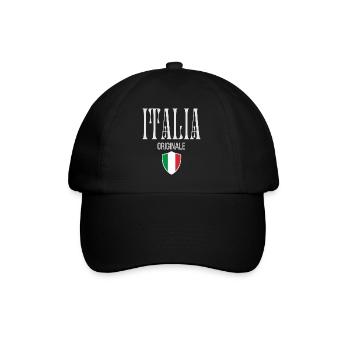 Italienischer Stolz, minimalistisches, elegantes Design - Baseballkappe - Schwarz/Schwarz - Vorne